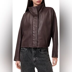 NWT! All Saints Ryder Leather Jacket, Oxblood Red
